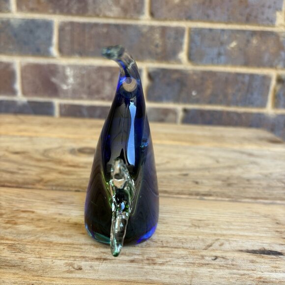 Blue Green Clear Glass Tropical Fish Paperweight Figure 5” Tall Polished Bottom - Picture 7 of 13